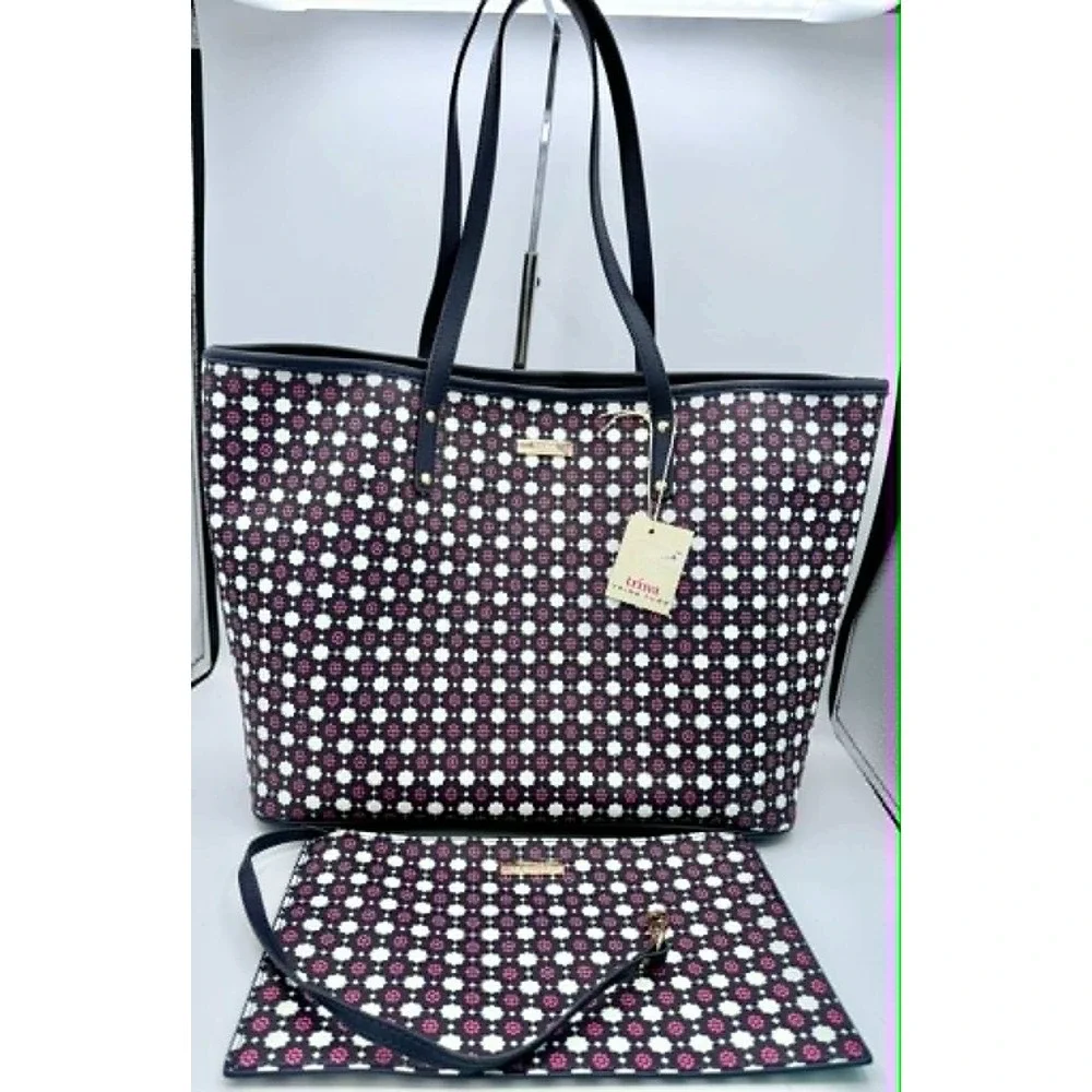 Trina Turk Geometric Print Tote Bag and Matching Wristlet Set NWT